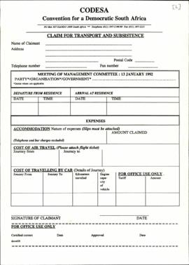 Claim form for transport