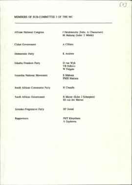 List of Members of Sub-Committee 3 of the MC