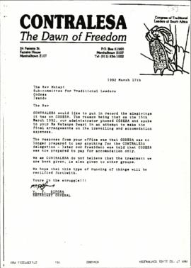 Responses to invitations to submit evidence from Contralesa