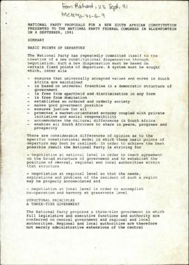 National Party Proposals for a New South African Constitution Presented to the National Party Fed...