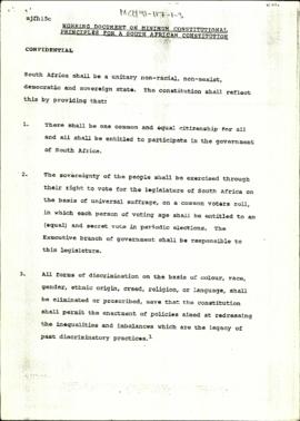 Working Document on Minimum Constitutional Principles for a South African Constitution