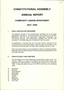 Constitutional Assembly Annual Report Community Liaison Department