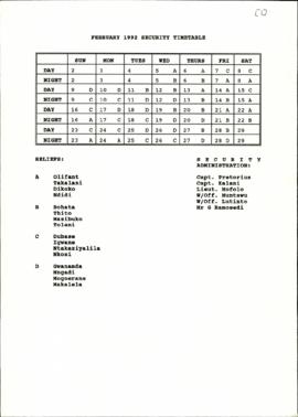 Security timetables