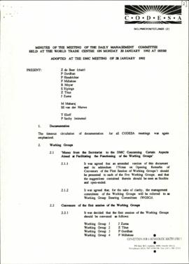 Minutes of the meeting on 13 January 1992 adopted at the meeting