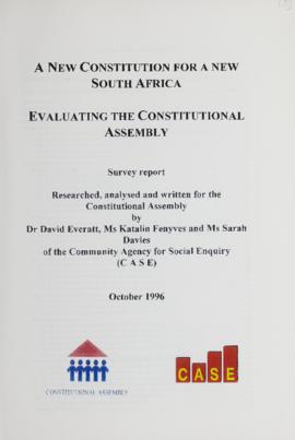 A New Constitution for a New South Africa: Evaluating the Constitutional Assembly