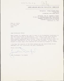 Various facsimile correspondence addressed to Albie Sachs