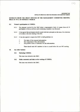 Extracts from Draft Minutes of DMC meeting