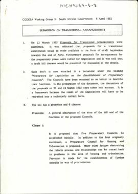 Submission on Transitional Arrangements
