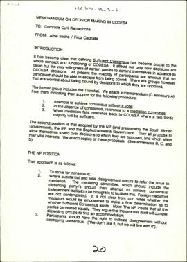 Memorandum on Decision Making in CODESA