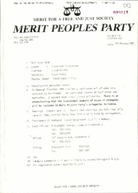 Letter from Merit People’s Party