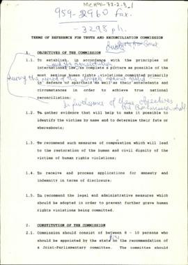 Terms of Reference for Truth and Reconciliation Commission