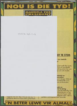 Nou is die Tyd!: 5 Redes Waarom Jy vir die ANC Behoot te Stem [and related documents]