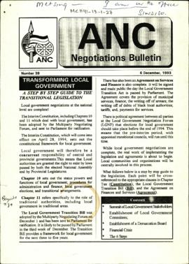 ANC Negotiations Bulletin Number 39
