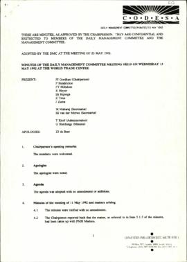 Minutes of meeting on 13 May adopted at the meeting