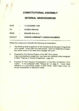 Constitutional Assembly internal Memorandum