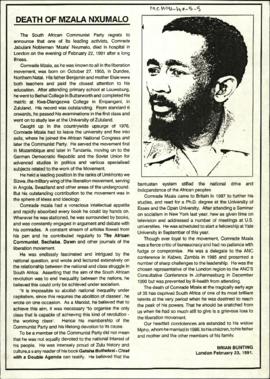Death of Mzala Nxumalo