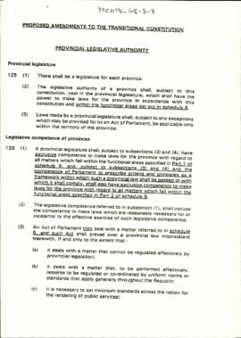 Proposed Amendments to the Transitional Constitution