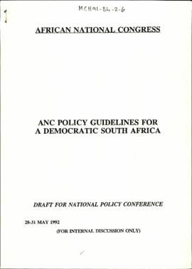 ANC Policy Guidelines for a Democratic South Africa