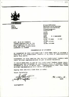 Prince Mahlangu – Kwandebele attached are submissions by: MP Skosana, Sokhulumi tribal authority,...