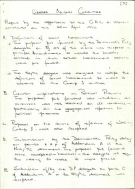 Handwritten report by the rapporteurs to the GAC on discussions conducted