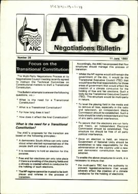 ANC Negotiations Bulletin Number 28