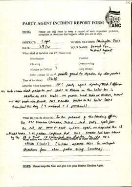 ANC Party Agent Incident Report Form