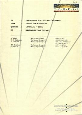 Memorandum faxed from DMC