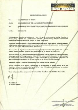 Fax from Chairperson of MC to Members of WGSC4