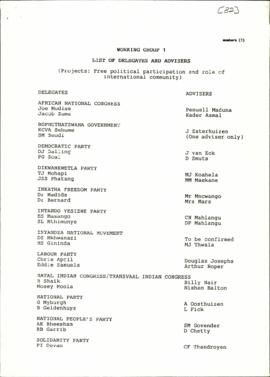 List of delegates and advisors