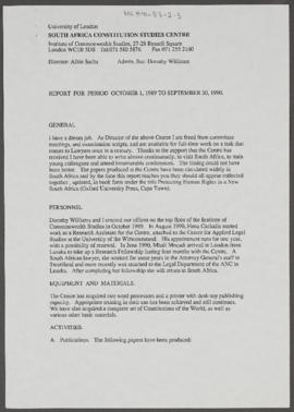 Report for Period October 1, 1989 to September 30, 1990