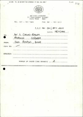 Jim Poston British Embassy re: Response to Invitation