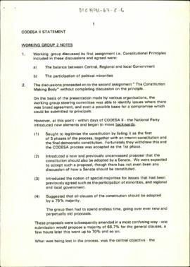 CODESA II Statement: Working Group 2 Notes