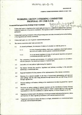 Working Group 2 Steering Committee Proposal on a CMB 5.5.92