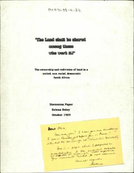 The Land shall be shared among those who work it! [and related document]