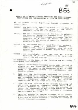 AVU – Resolution to ensure peaceful conditions for constitutional negotiations and free political...
