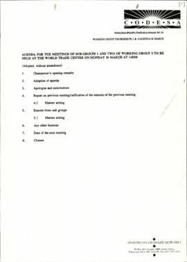 Agenda for the meeting of WG5 SG1 & SG2