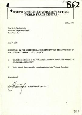 SA Government – Submission: the Repeal of Indemnity Legislation