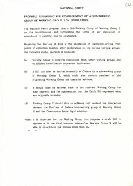 National Party Proposal regarding the establishment of a sub-working group of WG5 on legislation