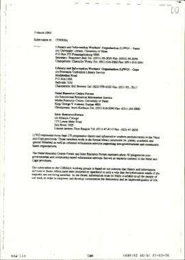 Library and information workers organization: Submission to Working Groups