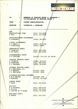 To members of WGSC3 from CODESA Administration re: draft minutes 28/4/92