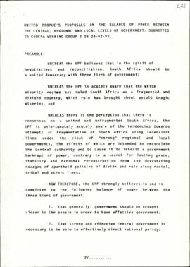 Balance of Power between Central, Regional and Local levels of Government