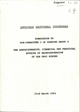 African National Congress: Administrative, financial and practical effects of reincorporation of ...