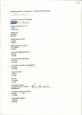 Attendance register of TG1 for SG1 of WG5