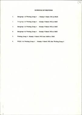 Schedule of meetings