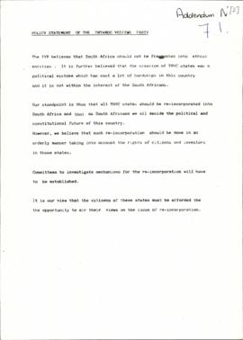 Intando Yesizwe: Policy statement of the Intando Yesizwe