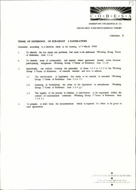 Terms of Reference of SG2 dealing with legislation