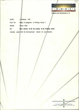 Fax cover from Administration to WGSC5 members