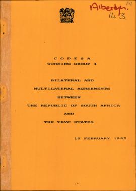 Bilateral and Multilateral agreements between the republic of SA and the TBVC states