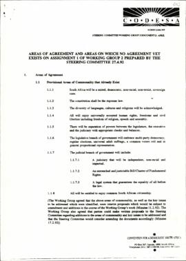 Areas of agreement and areas on which no agreement yet exists on assignment with copies