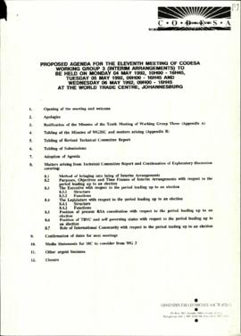 Proposed Agenda and Draft Minutes for eleventh meeting